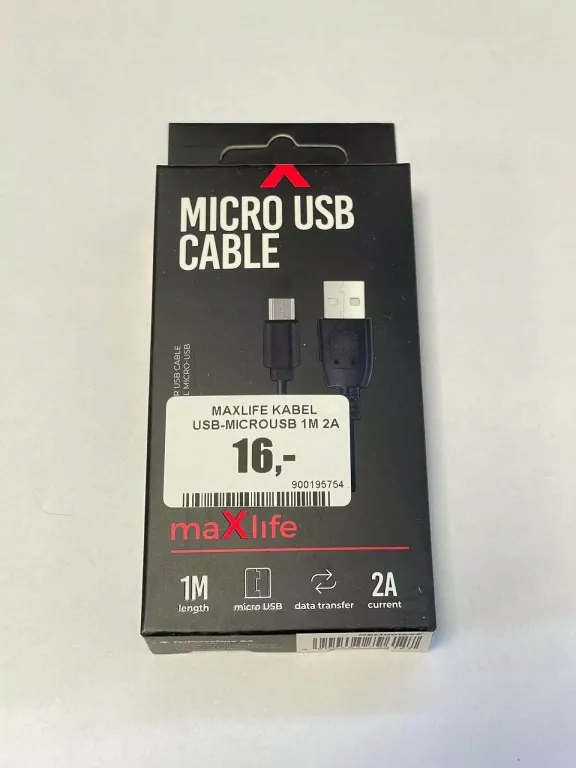 MAXLIFE KABEL USB-MICROUSB 1,0M 3A BIAŁY