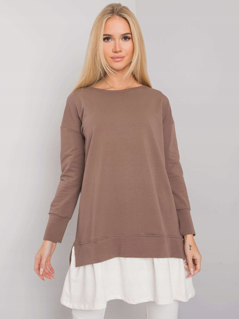 RUE PARIS BRĄZOWA TUNIKA DAMSKA Z BAWEŁNY (L/XL) BRĄZOWY