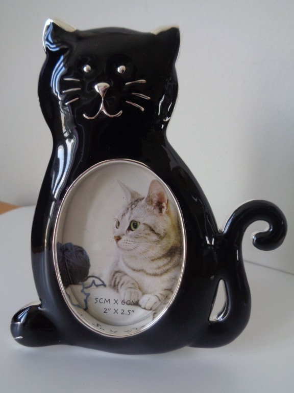 ramka czarny ceramiczny kot - nowa