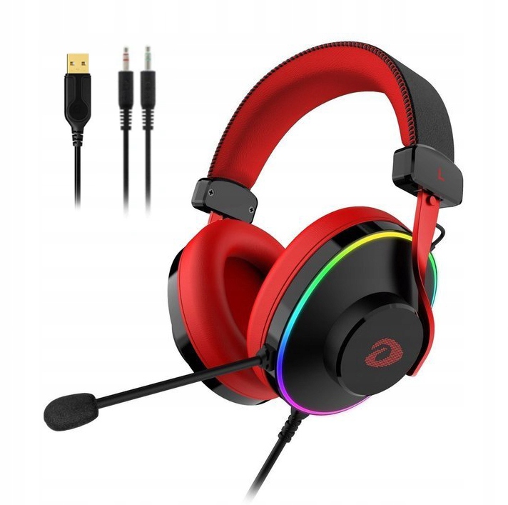 HEADSET DO GIER MIKROFON DO KOMPUTERA RGB LEDOWE