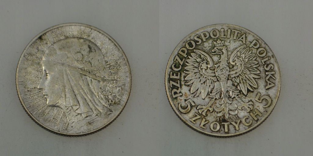 Polska - II RP - srebro 5 Złotych 1933 rok