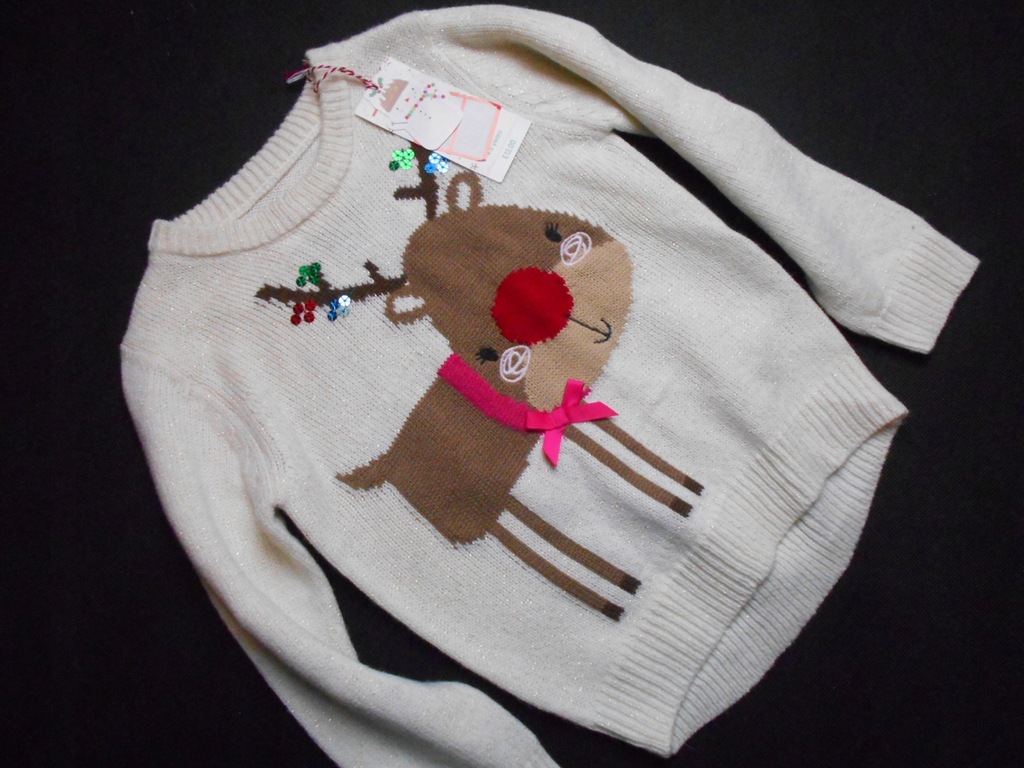 MOTHERCARE sweter świąteczny renifer NOWY 110