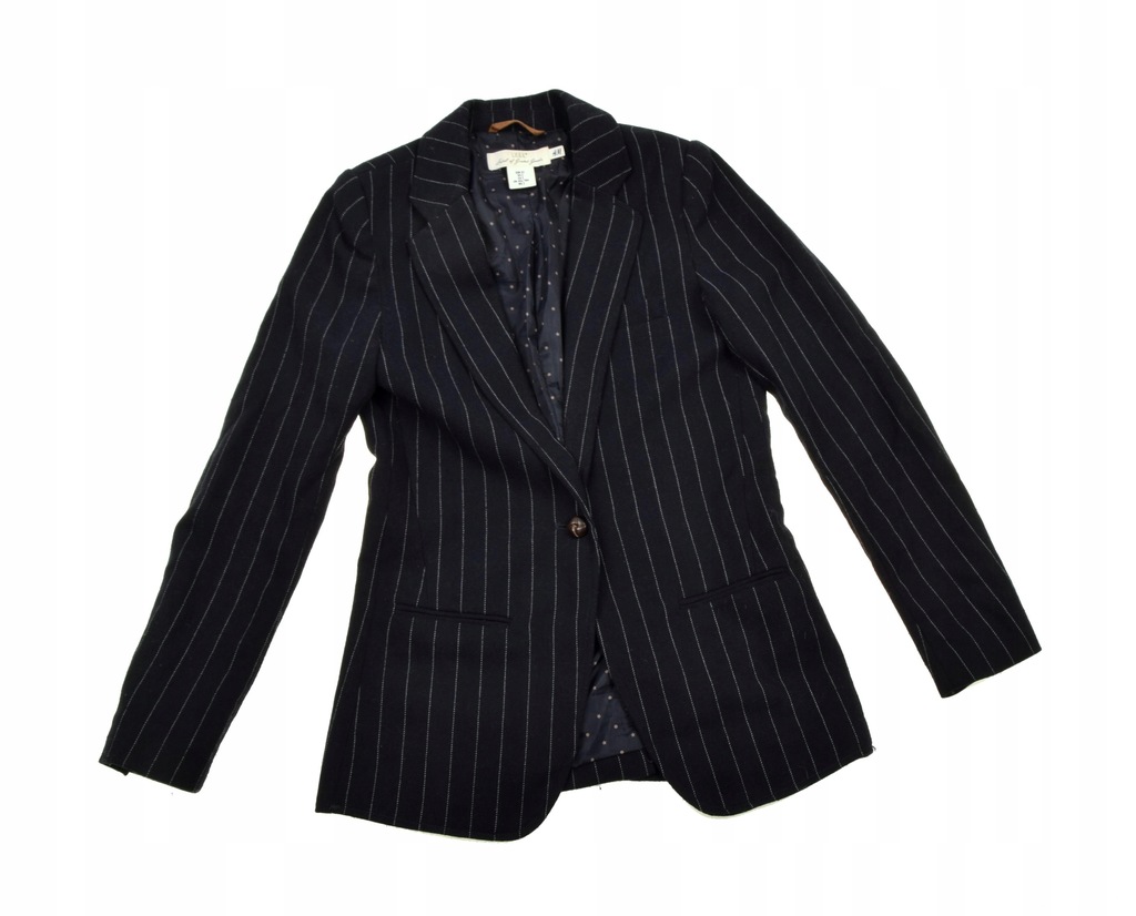 H&M * MARYNARKA W WEŁNĄ PASKI ŁATY r.32