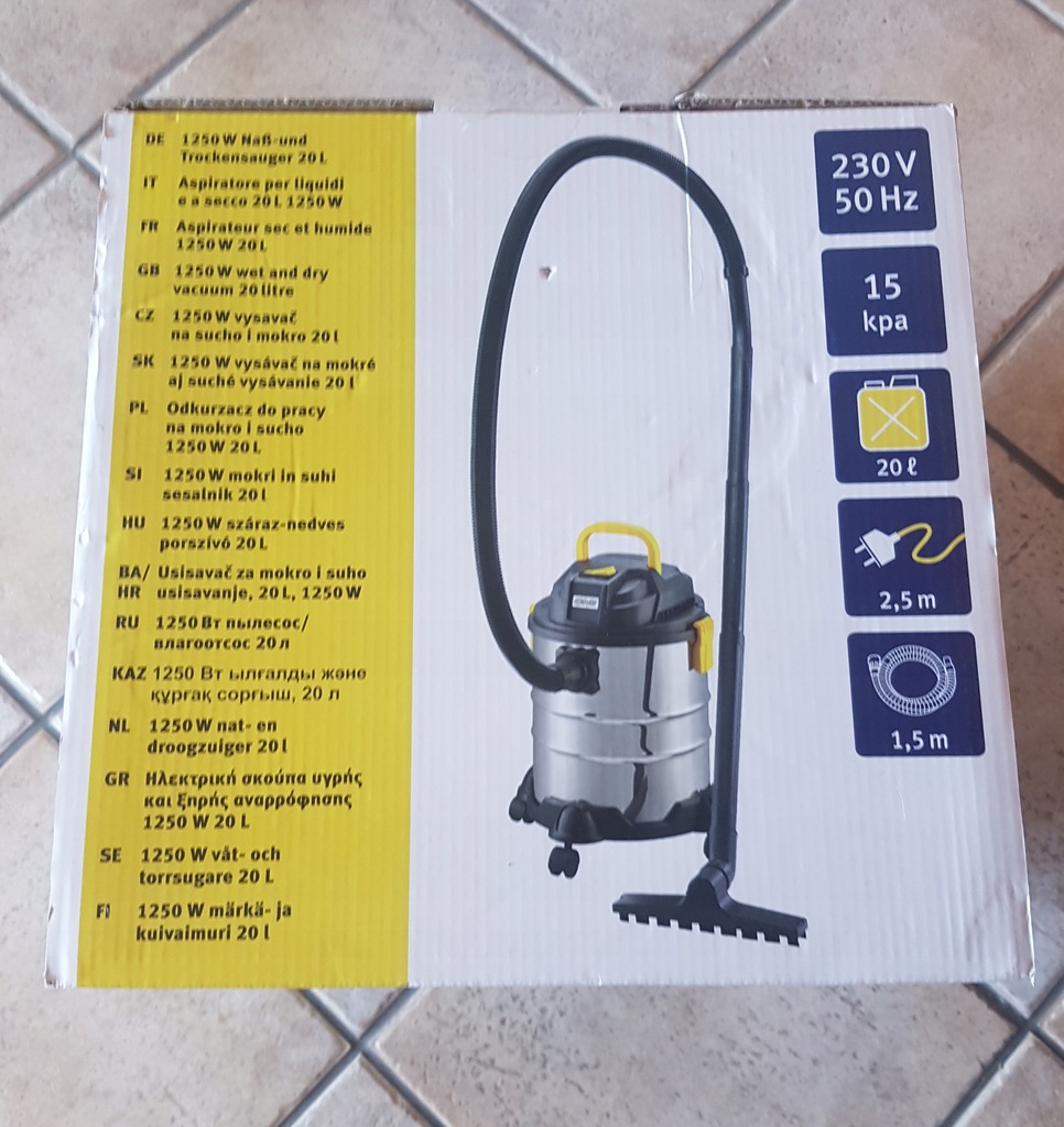 Nowy odkurzacz przemysłowy 1250W, C NTS 20 A CMI Nowy odkurzacz przemysłowy 1250W, C NTS 20 A CMI