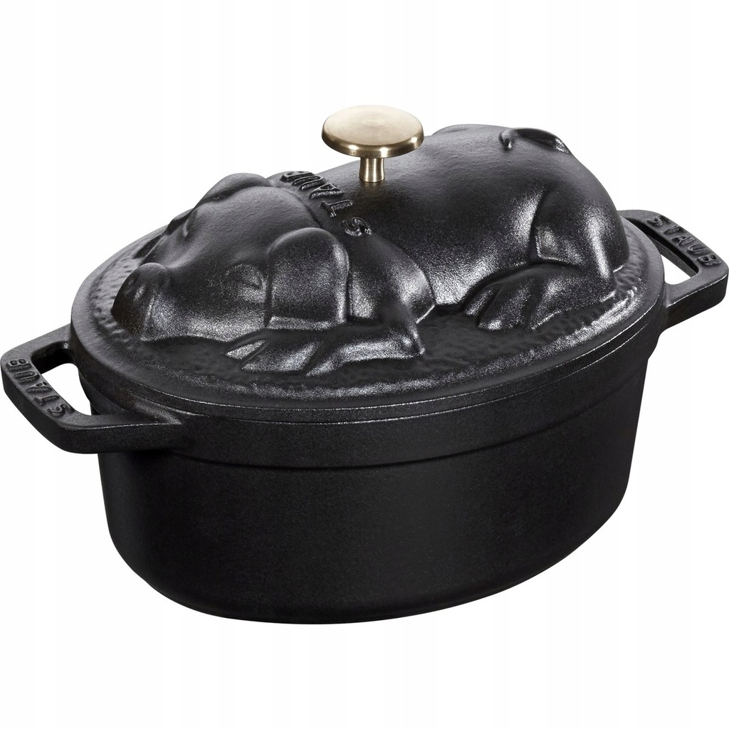 Staub Special Cocotte Garnek żeliwny owalny świnia 1 ltr, czarny