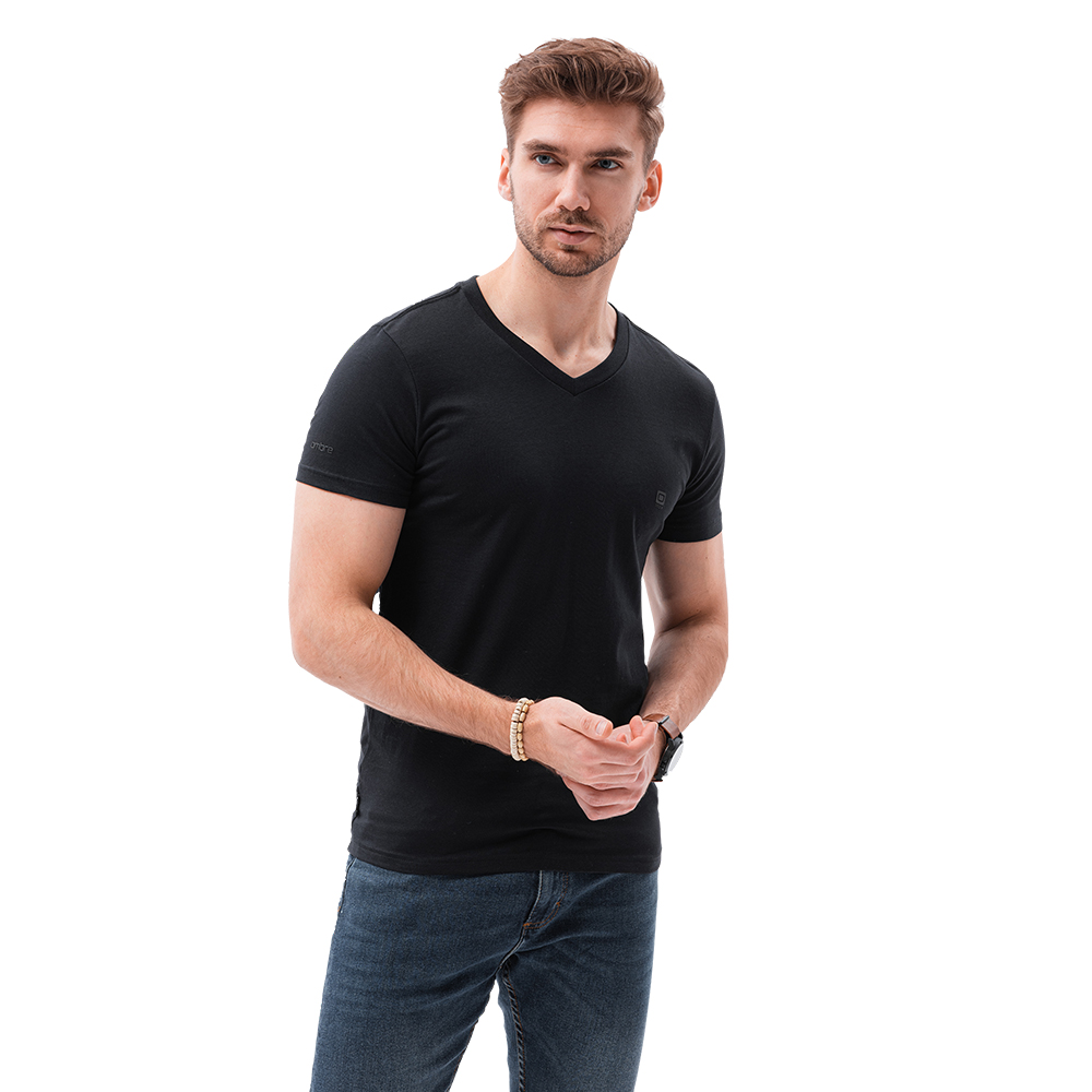 T-shirt męski z elastanem czarny V3 S1183 L