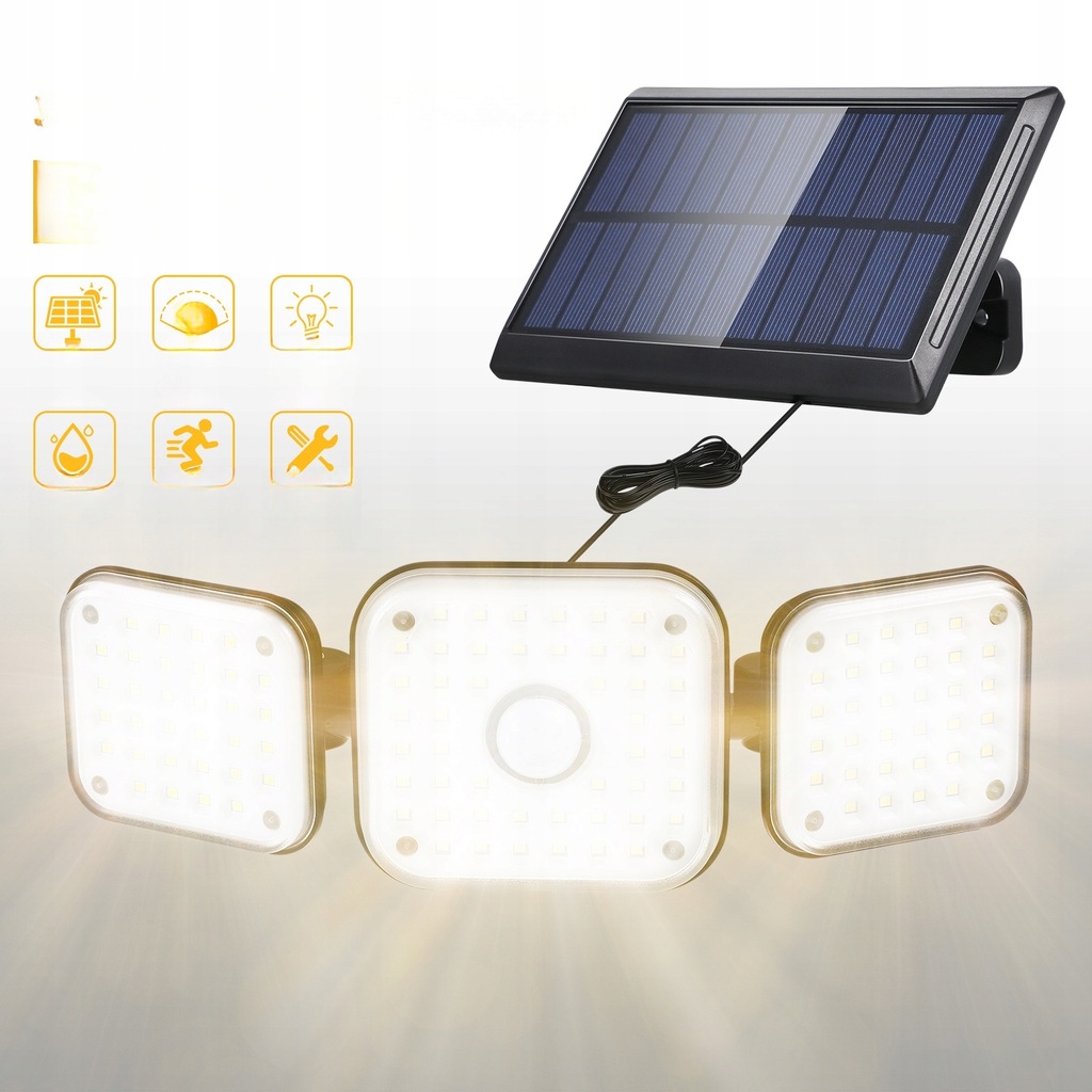 SOLAR LAMPKA LED 112 Z CZUJNIKIEM RUCHU DO OGRODU PŁOTU ŚCIANY