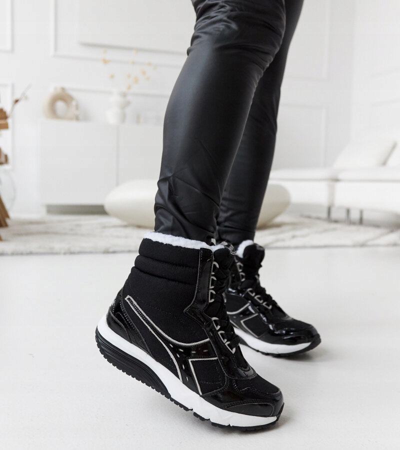 Czarne ocieplane sportowe śniegowce 27033 27033 rozmiar 37