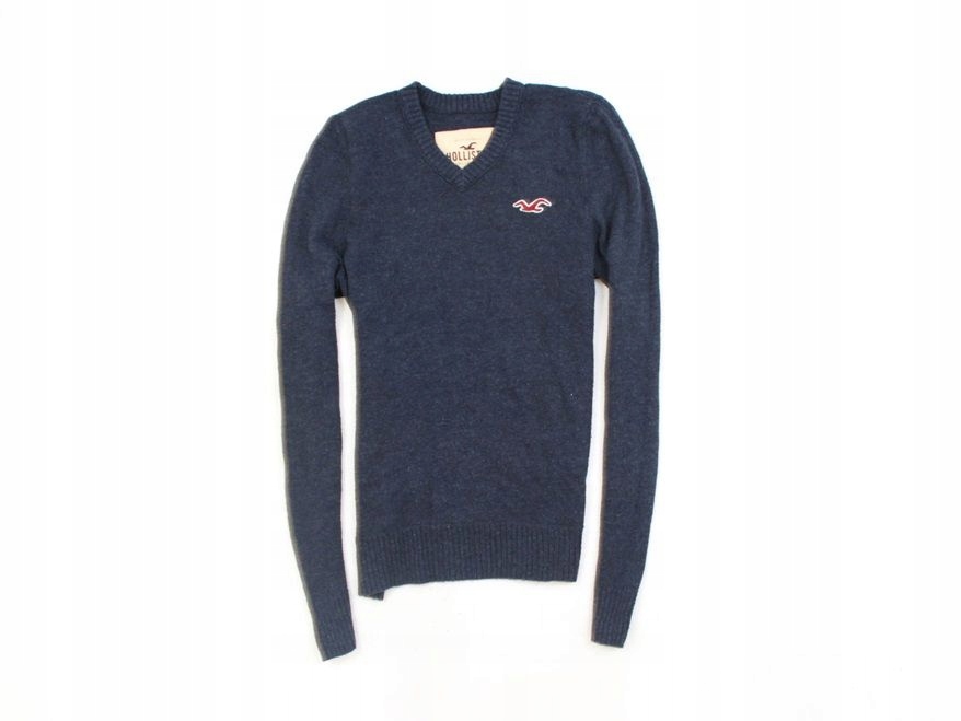 E Hollister Sweter Męski V-Neck Bawełna Granat r M