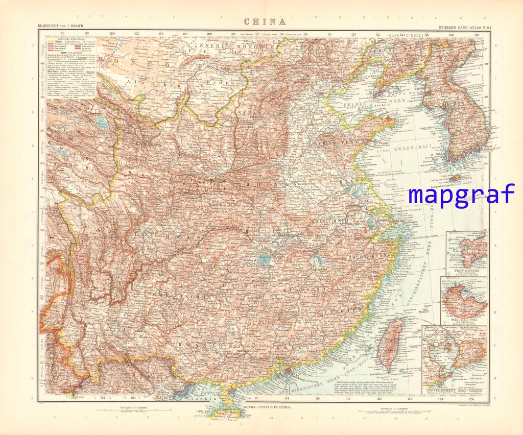 CHINY KOREA TAIWAN oryginalna mapa z 1906 roku 64