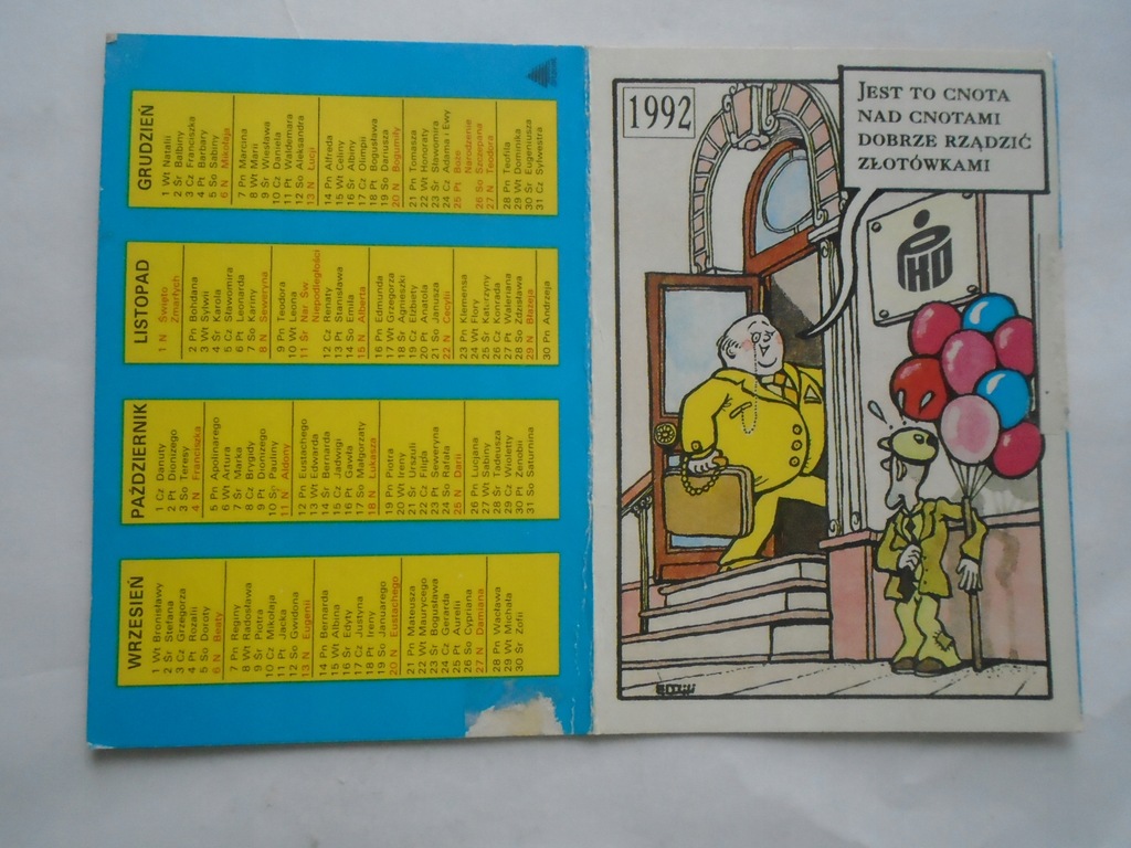 @ KALENDARZYK PKO 1992 DWIE SZTUKI + BANK SPÓŁDZIELCZY 1976