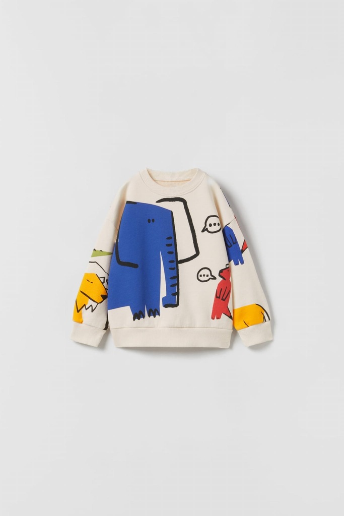 ZARA BEŻOWA BLUZA PRINT DŁUGI RĘKAW (3-6M)