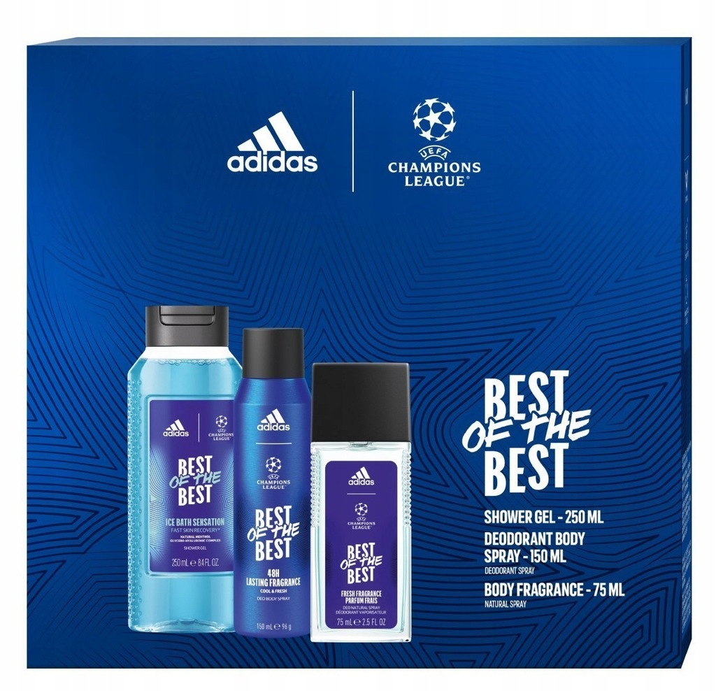 Adidas Uefa Best of the best Zestaw prezentowy (Deo spray 150ml + Żel pod p
