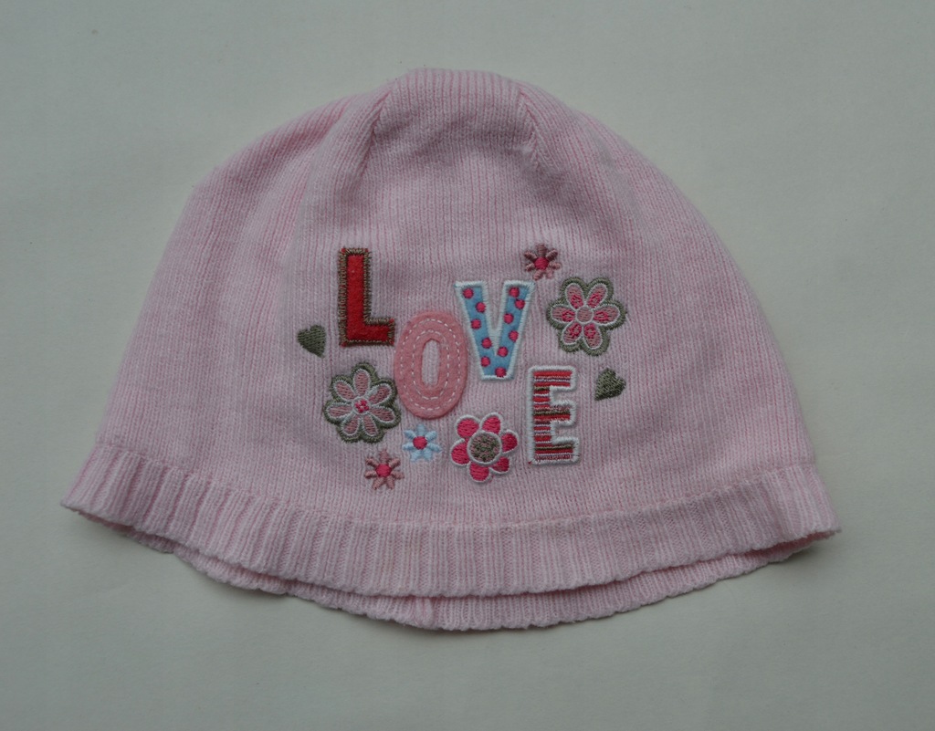 Czapka dzianinowa z podszewką LOVE 6-12 mies.