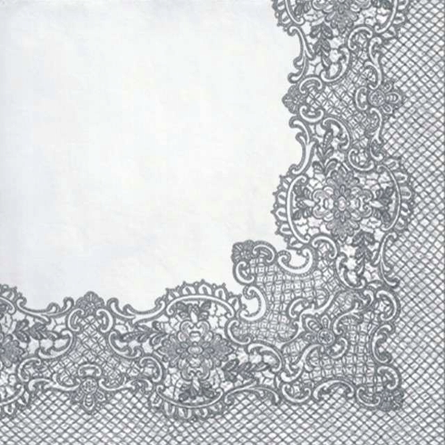 SERWETKI papierowe KORONKA ramka SREBRNE 20 szt