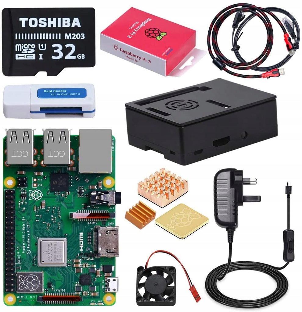 DINOKA RASPBERRY PI 3B+ ZESTAW STARTOWY 32GB POE