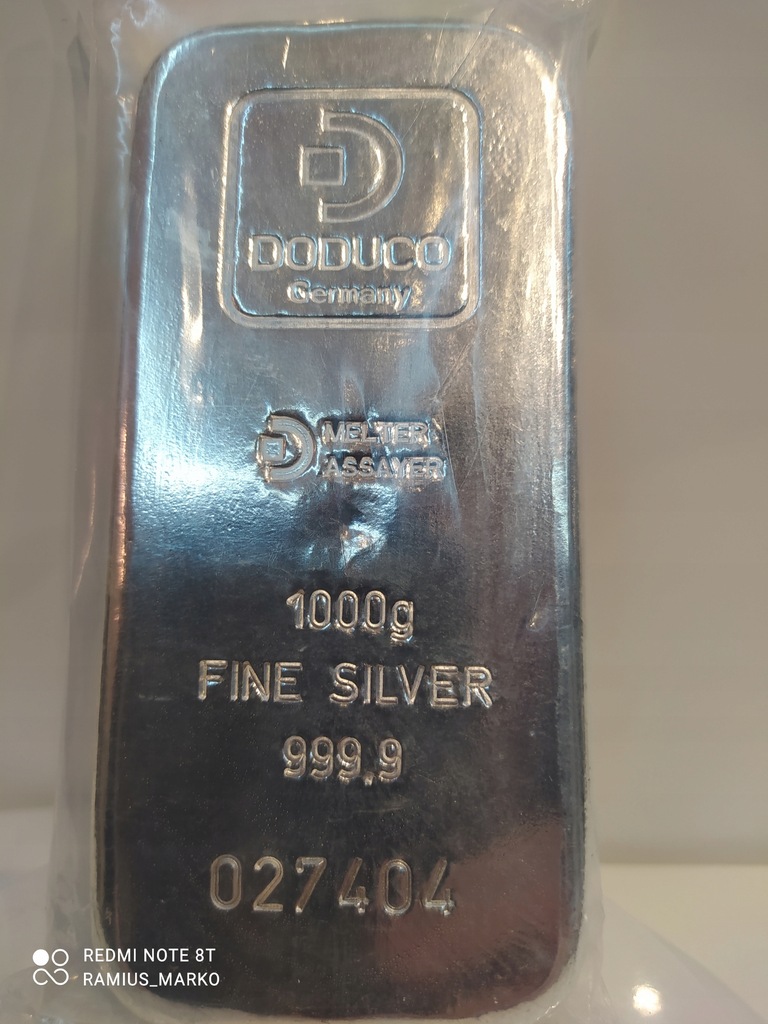 Doduco sztabka srebra 1000g 1kg, LBMA, 24H, 999.9