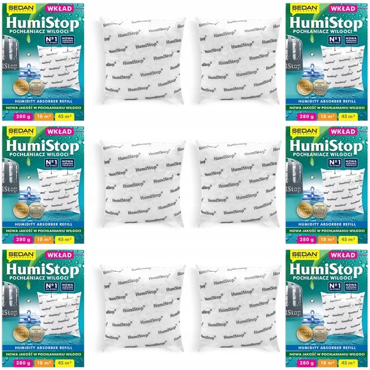 WKŁADY DO POCHŁANIACZA WILGOCI HUMISTOP 6 szt XXL