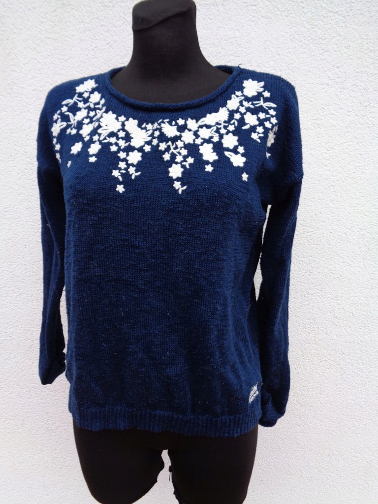 XS SUPERDRY THE ICARUS KNIT SWETER KWIATOWY HAFT
