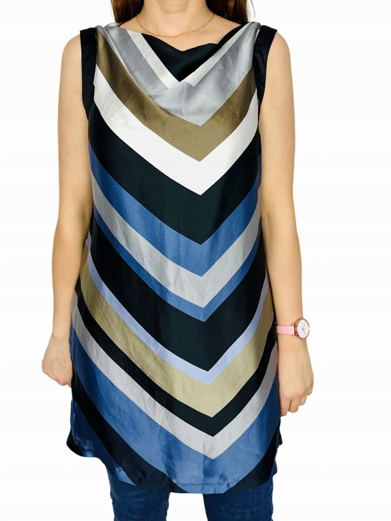 Tunika satynowa paski S 36 Zibiz