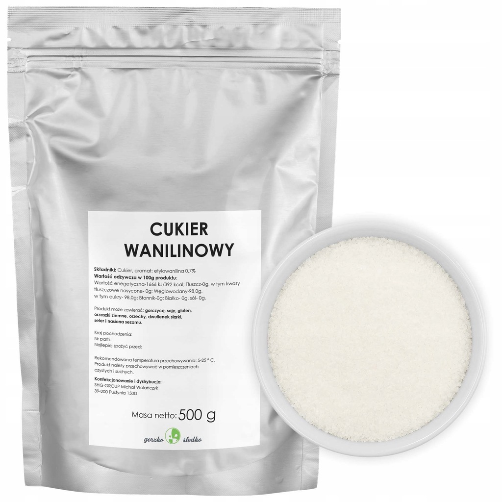 CUKIER WANILINOWY cukier do ciast i wypieków 500g