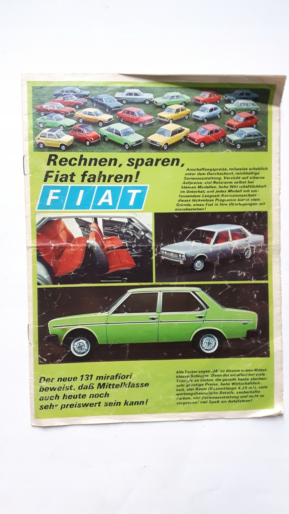 Folder - Prospekt - Reklama niemiecka FIAT 131MIRAFIORI ... (1976)