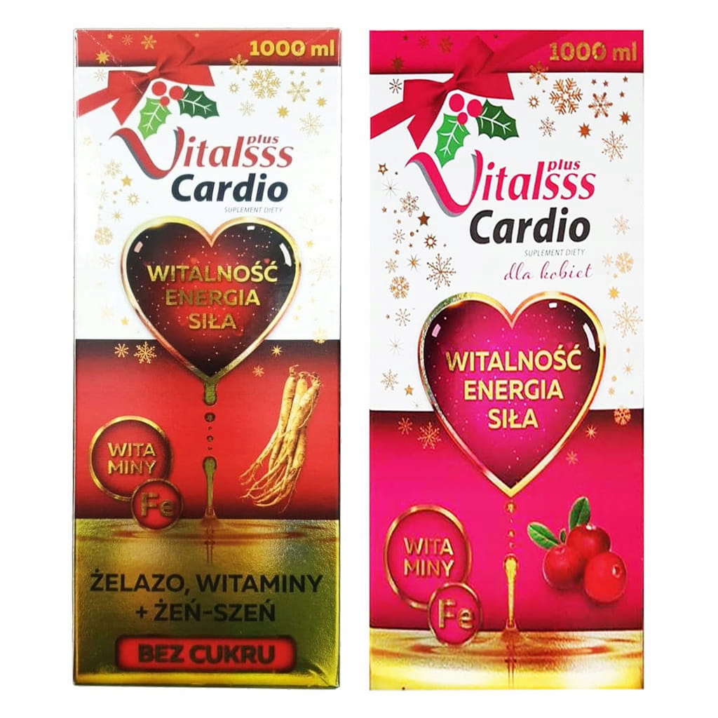 Vitalsss Cardio Żelazo Witaminy Żeń-Szeń Żurawina 2x1L dla niej i dla niego