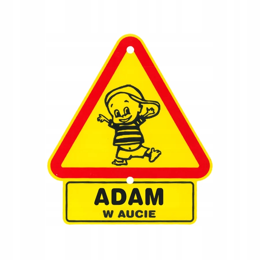 Tabliczka trójkąt do auta napis Adam w aucie