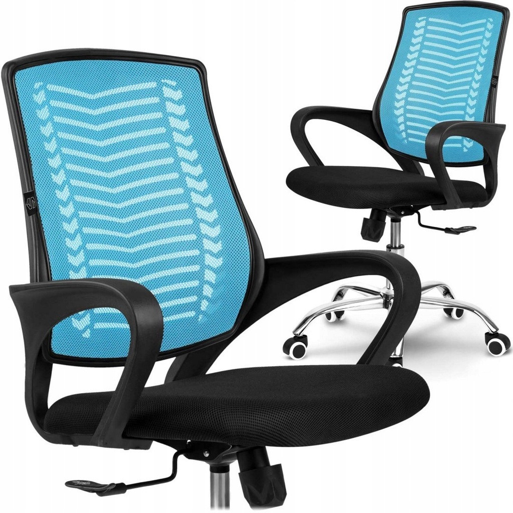 Fotel biurowy z mikrosiatki Sofotel Denar niebiesk