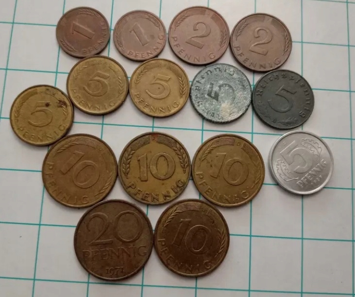 Numizmatyka Niemcy Kolekcja 15 monet NRD Super zestaw Komplet Pfennig w0zł!