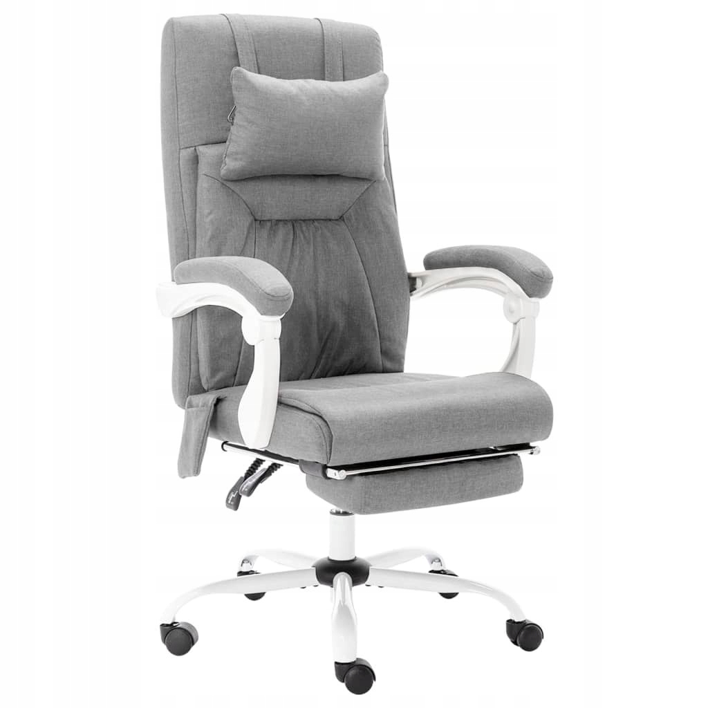 Krzesło biurowe z funkcją masażu, szare, obite tk