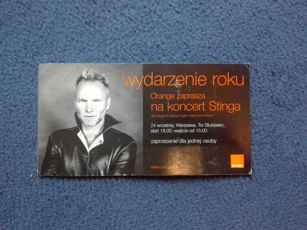 Kolekcjonerski bilet na koncert Sting