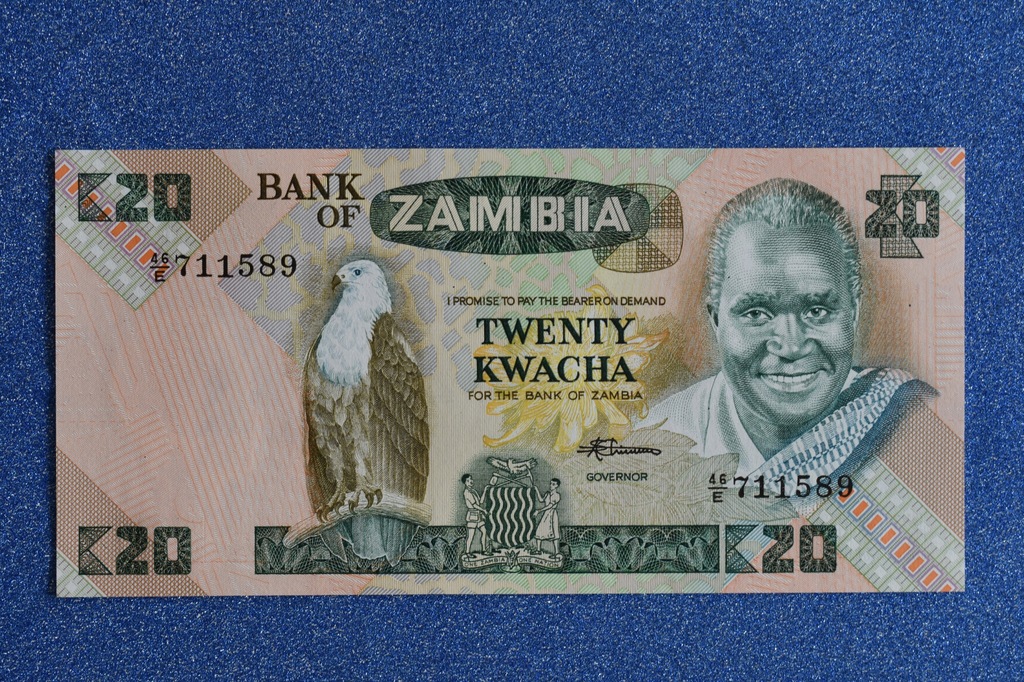 20 KWACHA, ZAMBIA, 1986r, P-27e, UNC