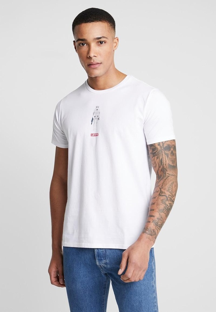 Q7I506*LEVIS T-SHIRT BIAŁY MĘSKI LOGO L S00