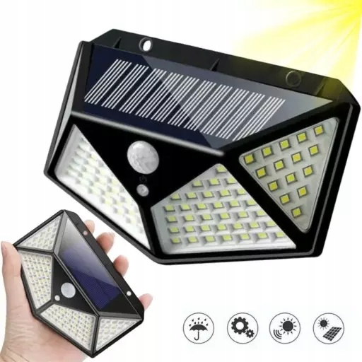 LAMPA SOLARNA Z CZUJNIKIEM ZMIERZCHU RUCHU 100 LED