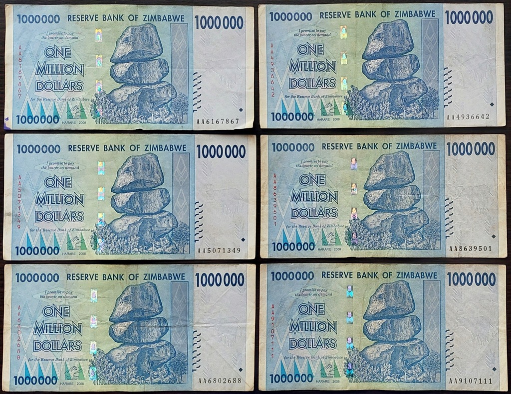 #34. Zimbabwe 1000000 $ 2008r. Seria AA obiegowy