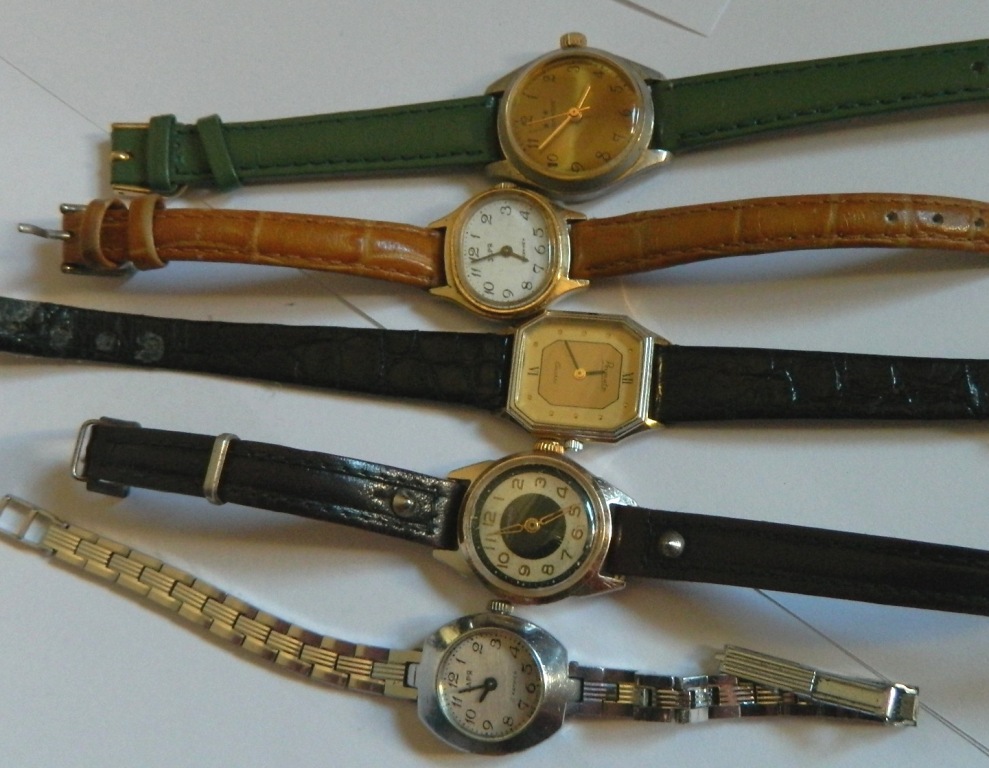 Zegarki damskie, mechaniczne, stare, 5 szt