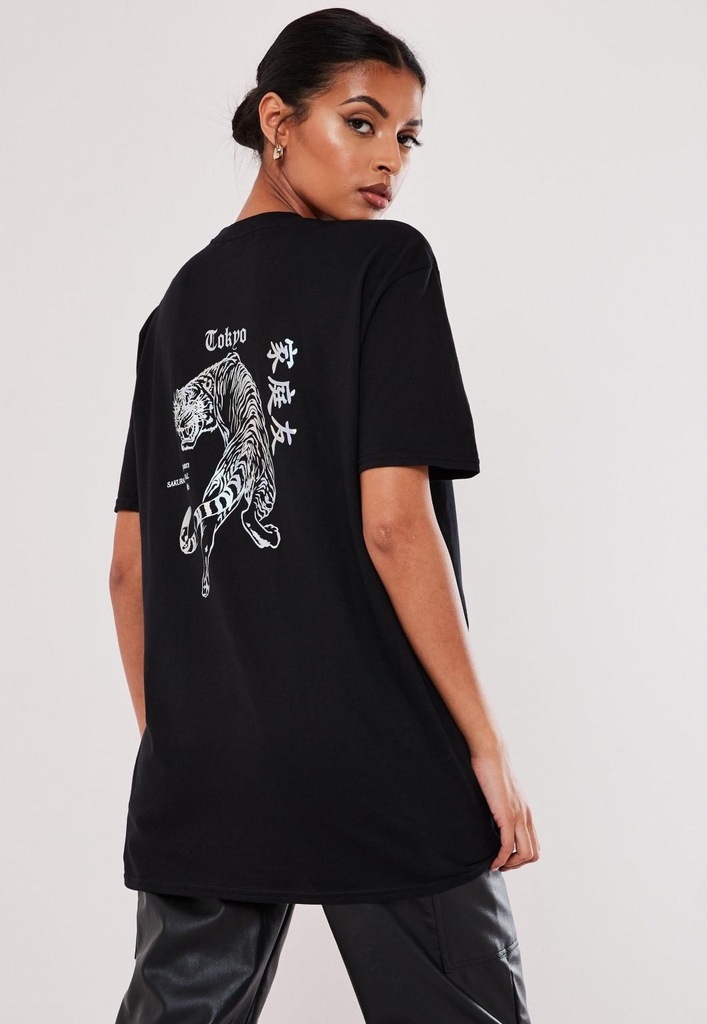 17D057 MISSGUIDED__ME2 CZARNY T-SHIRT PRINT__M