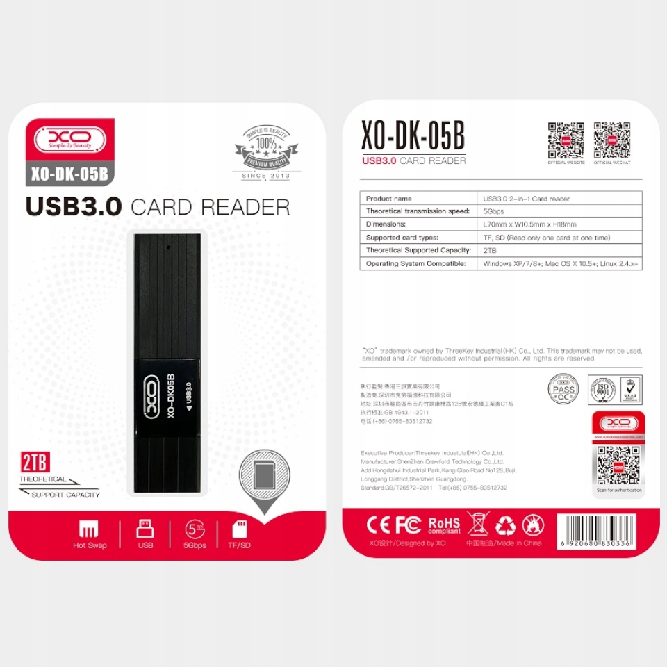 Купить XO АДАПТЕР SD КАРТРИДЕР MICROSD TF 2IN1 USB 3.0: отзывы, фото, характеристики в интерне-магазине Aredi.ru