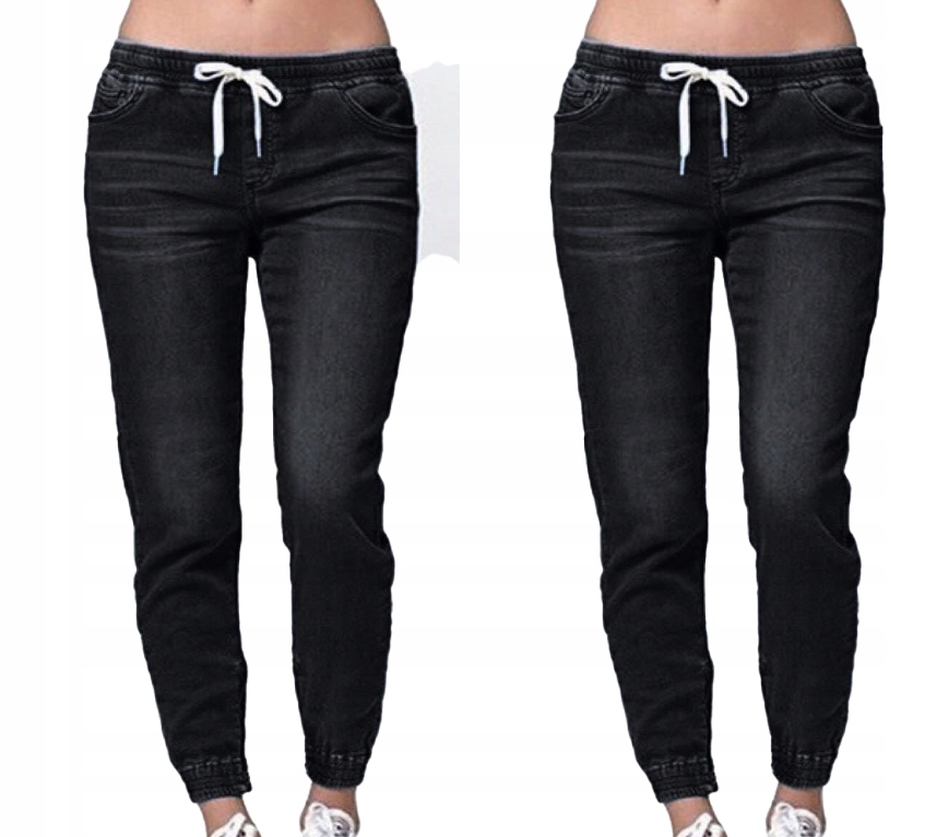 damskie slouchy Jeansy na gumce jeansowa Spodnie T
