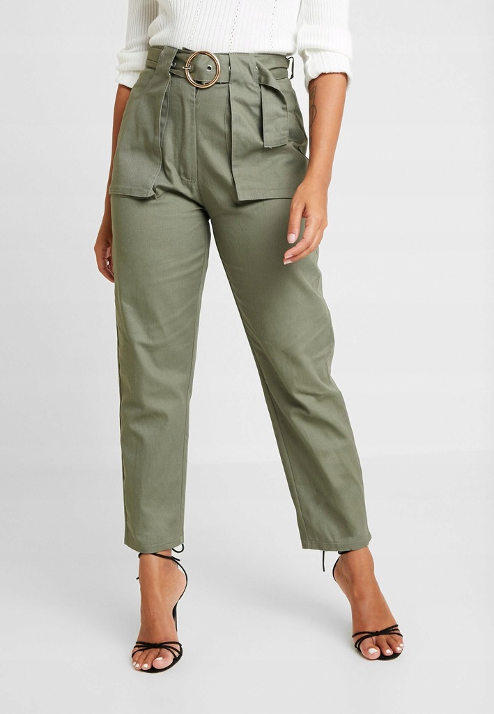 E0B402*MISSGUIDED PETITE SPODNIE KHAKI 36 S I01