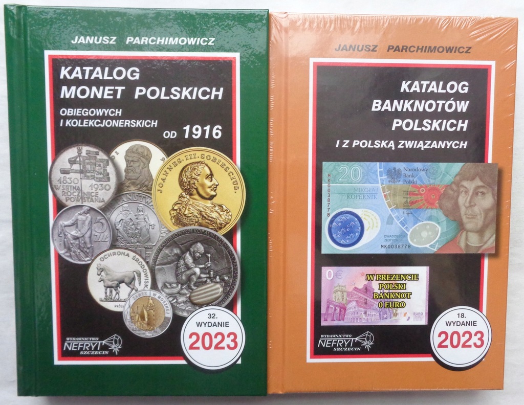 KATALOG MONET POLSKICH + KATALOG BANKNOTÓW - JANUSZ PARCHIMOWICZ - KPL 2023