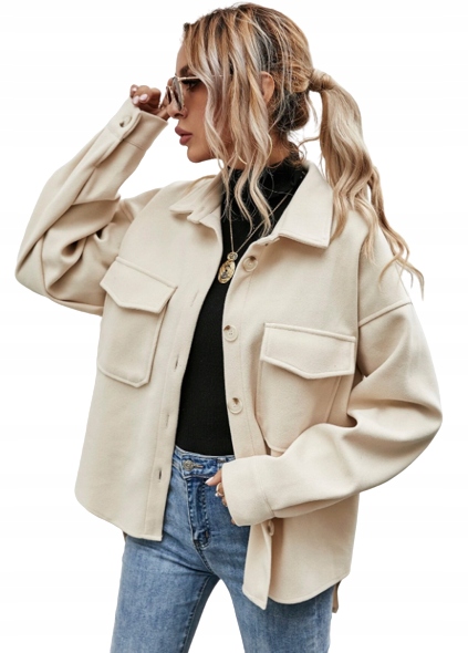 SHEIN KURTKA KOSZULOWA BEŻOWA NA GUZIKI 38 1VBA