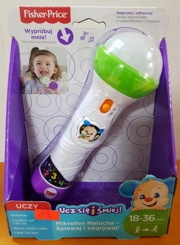 FISHER PRICE MIKROFON MALUCHA UCZY I NAGRYWA FBP38