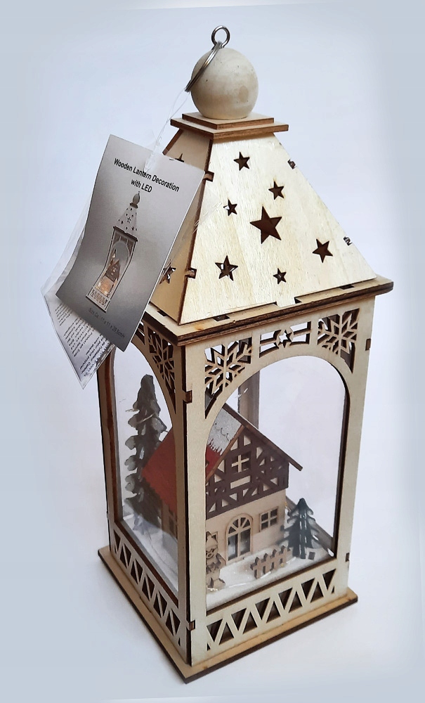 Купить Деревянный светодиодный рождественский фонарь на батарейках.: отзывы, фото, характеристики в интерне-магазине Aredi.ru