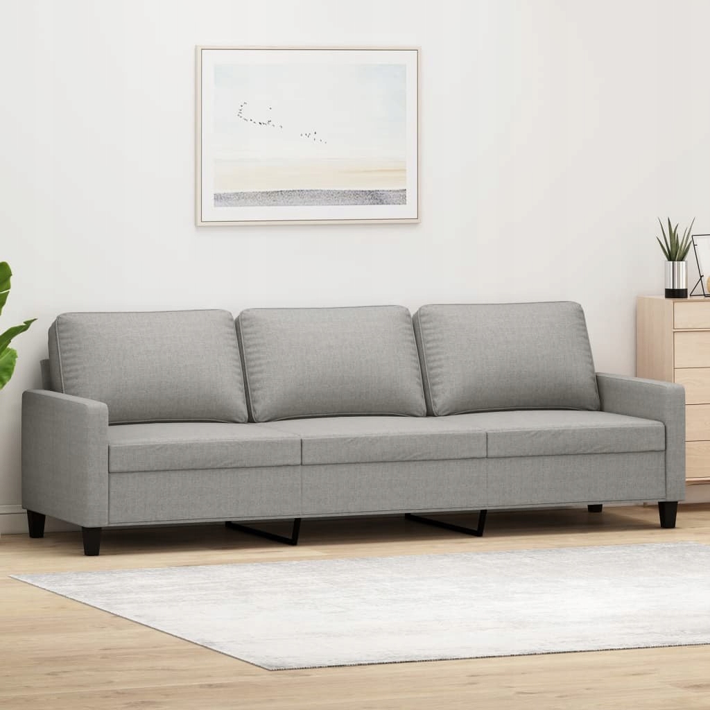 SOFA 3-OSOBOWA JASNOSZARA 210CM TKANINA