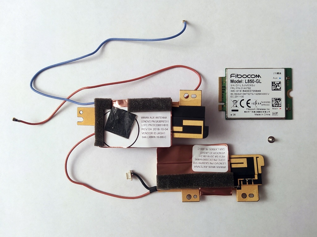 Modem Lenovo X1 Carbon 6 Gen WWAN LTE + Anteny