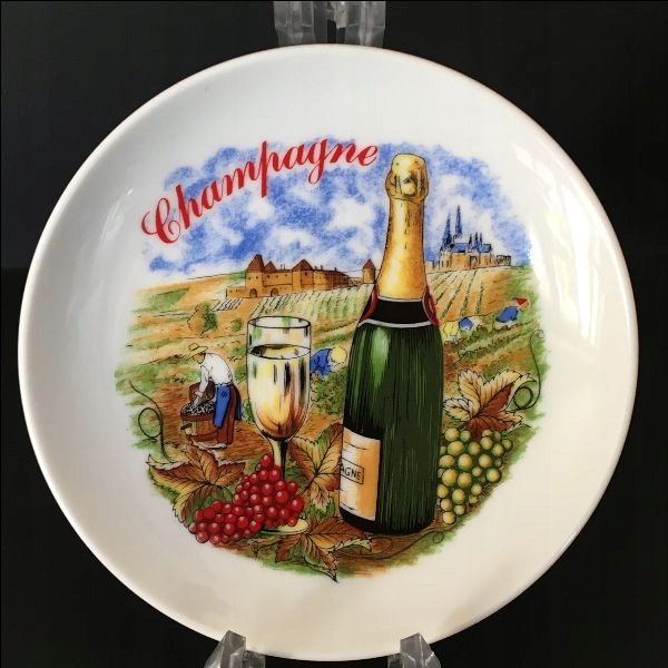 Kolekcjonerski mały francuski talerzyk Champagne