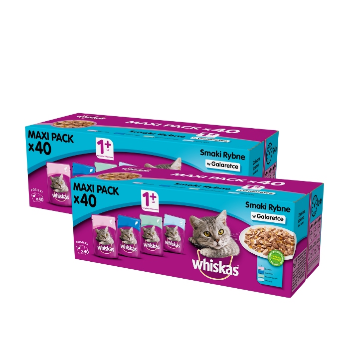 WHISKAS mix smaków rybnych w galaretce 100g x 80 11977245629