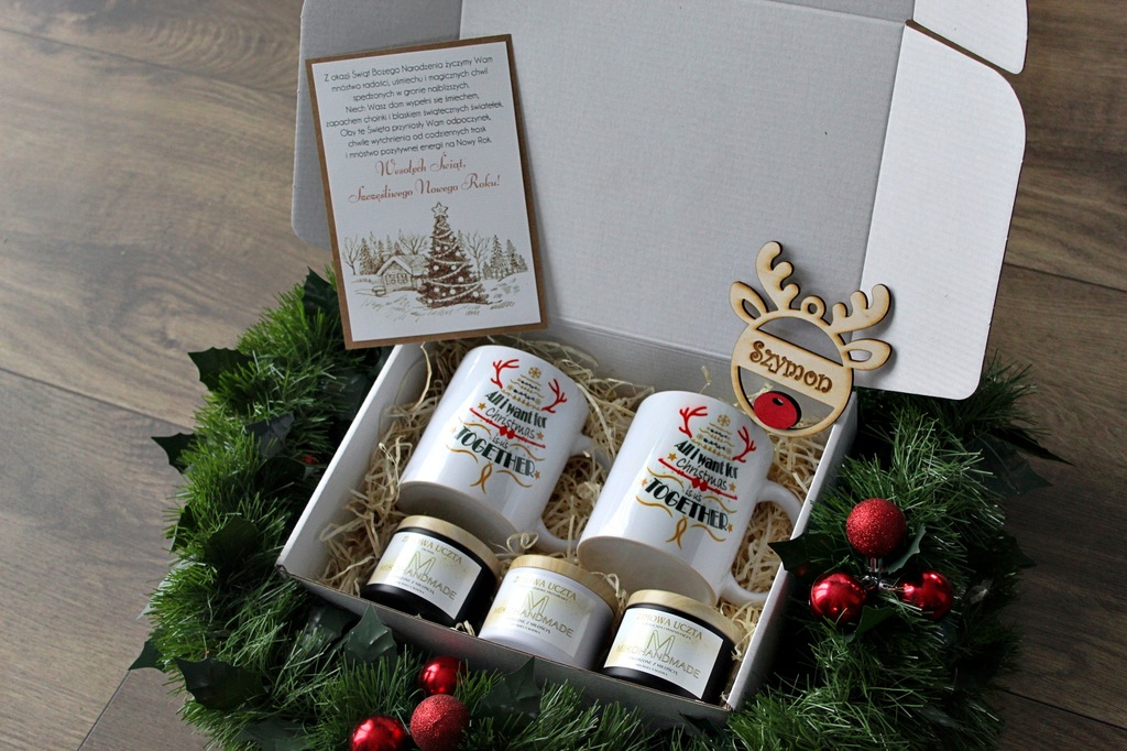 Box Prezentowy Mikohandmade XL Prezent na Święta Kubek Świeczka Kartka